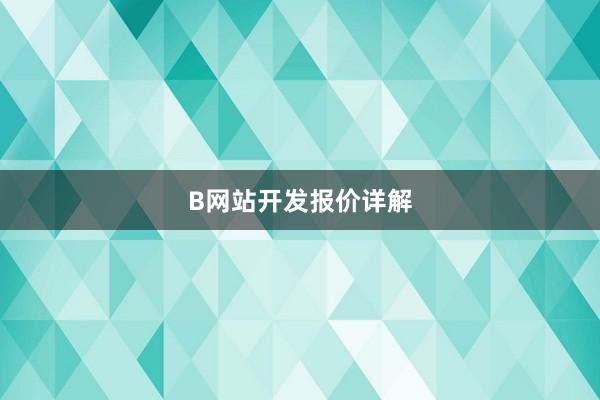B网站开发报价详解